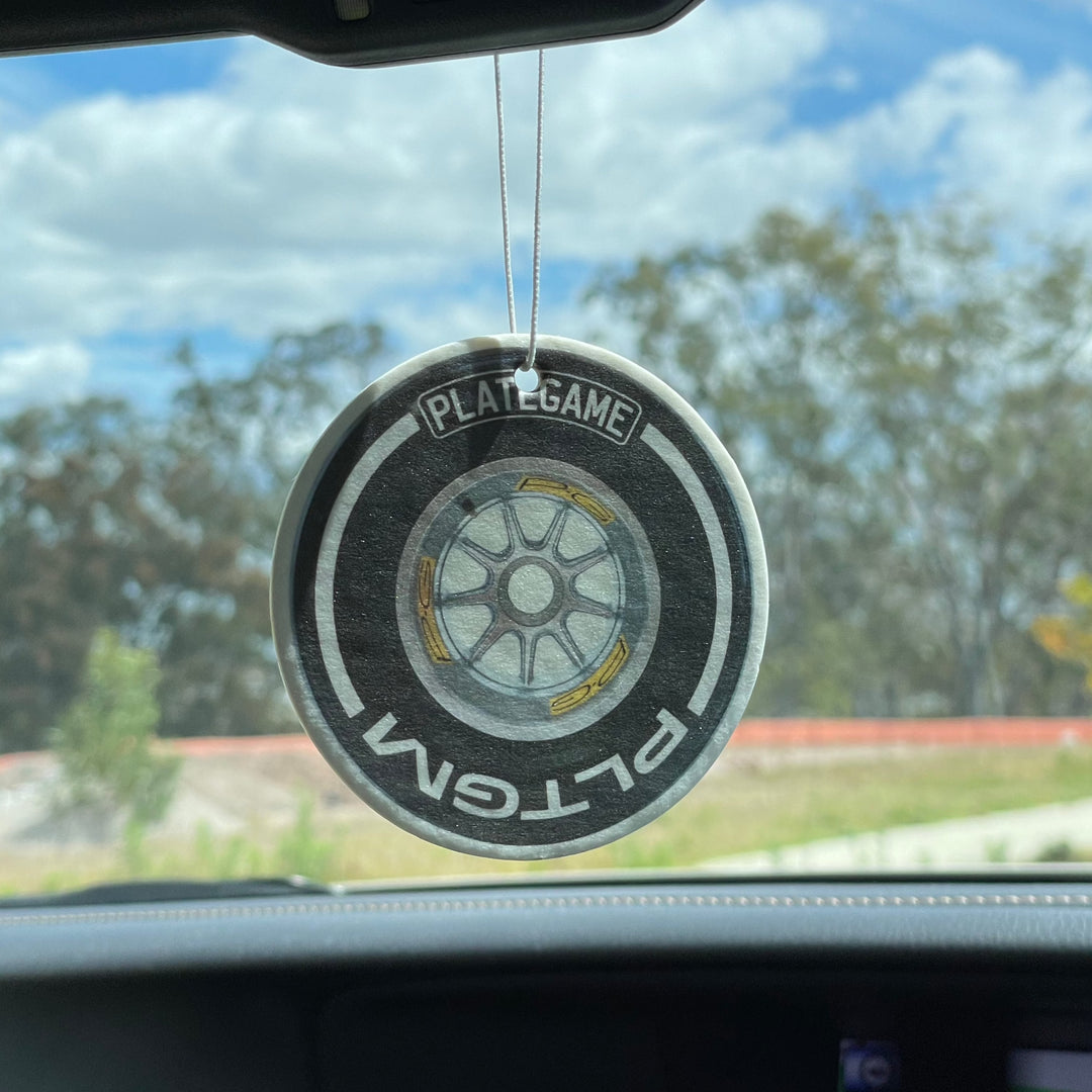 PlateGame Car Air Freshener F1 Wheel White (Black Ice Scent)