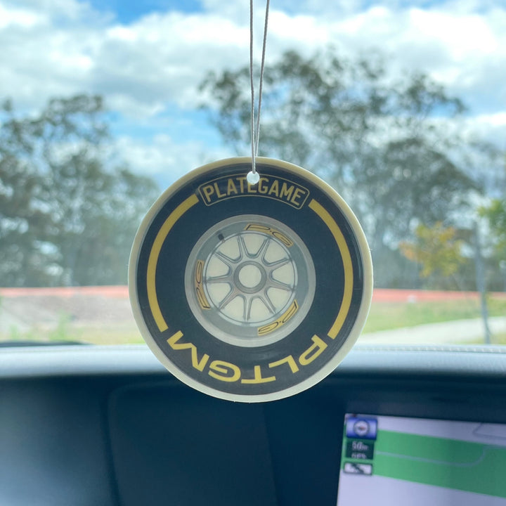 PlateGame Car Air Freshener F1 Wheel Yellow (Mango Scent)