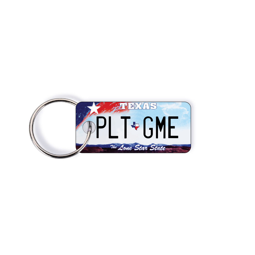 Texas TX State License Plate Custom Keychain