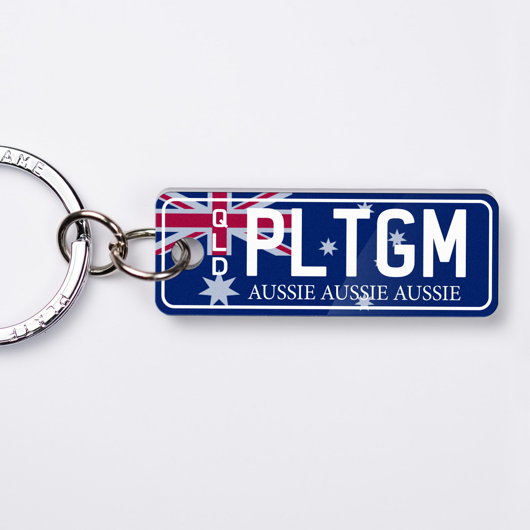 QLD Australia Flag Licence Plate Custom Keychain