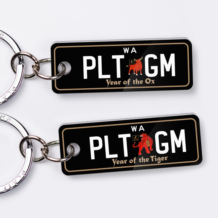 WA Chinese Zodiac Licence Plate Custom Premium Keychain
