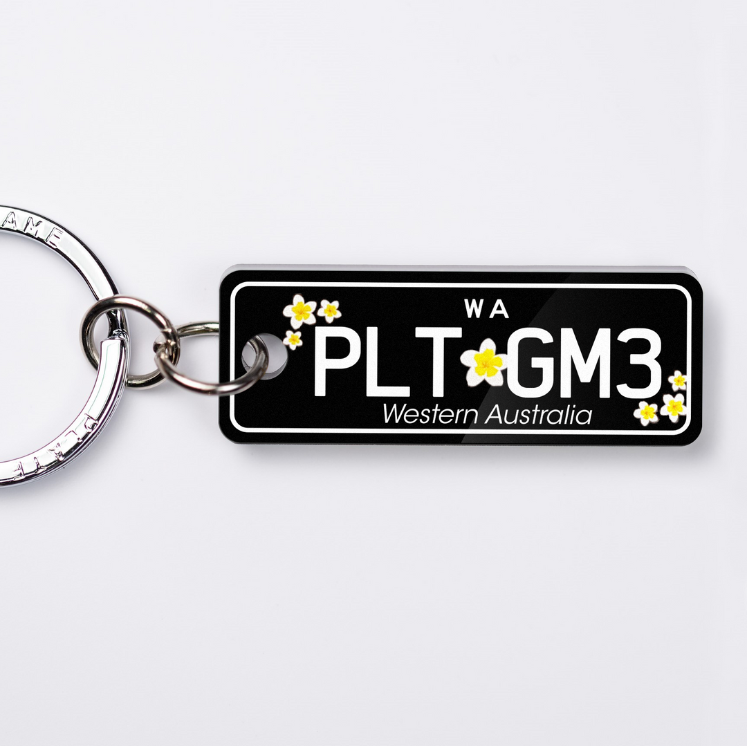 WA Frangipani Licence Plate Custom Keychain