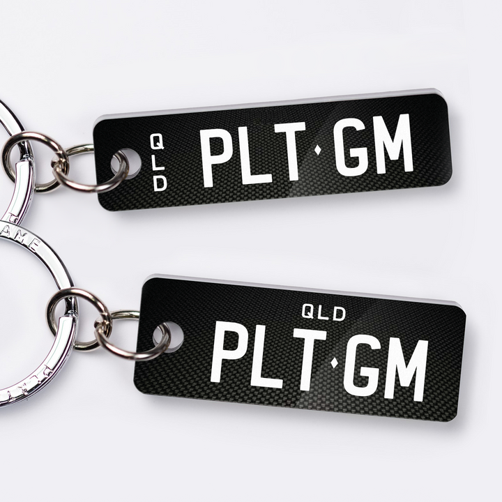 QLD Carbon Fibre Licence Plate Custom Keychain