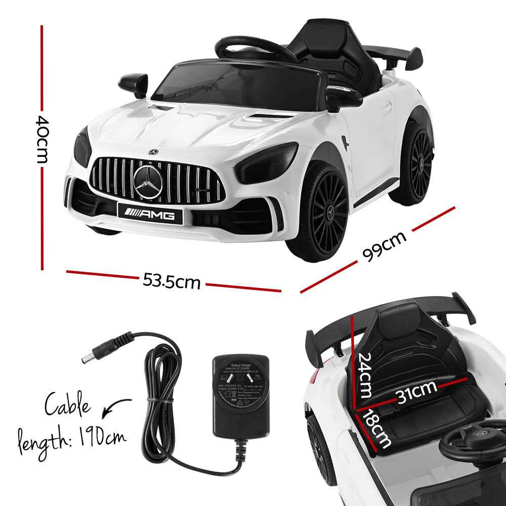 Mercedes-Benz AMG GTR Licensed Electric Ride On Toy Car w/Remote White