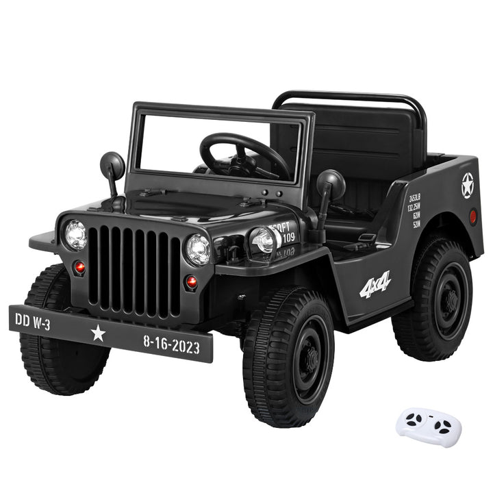Jeep Military Off Road Electric Ride On Car w/Remote Control 12V Black