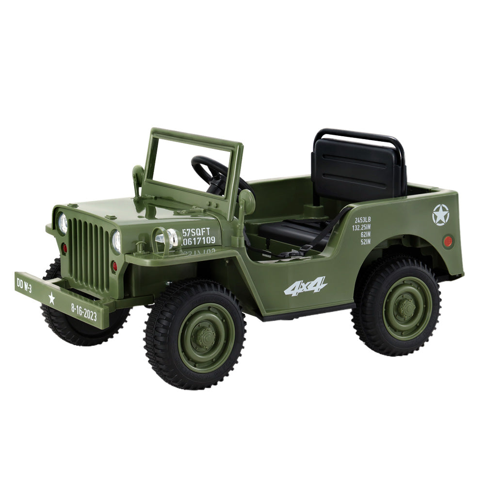 Jeep Military Off Road Electric Ride On Car w/Remote Control 12V Olive