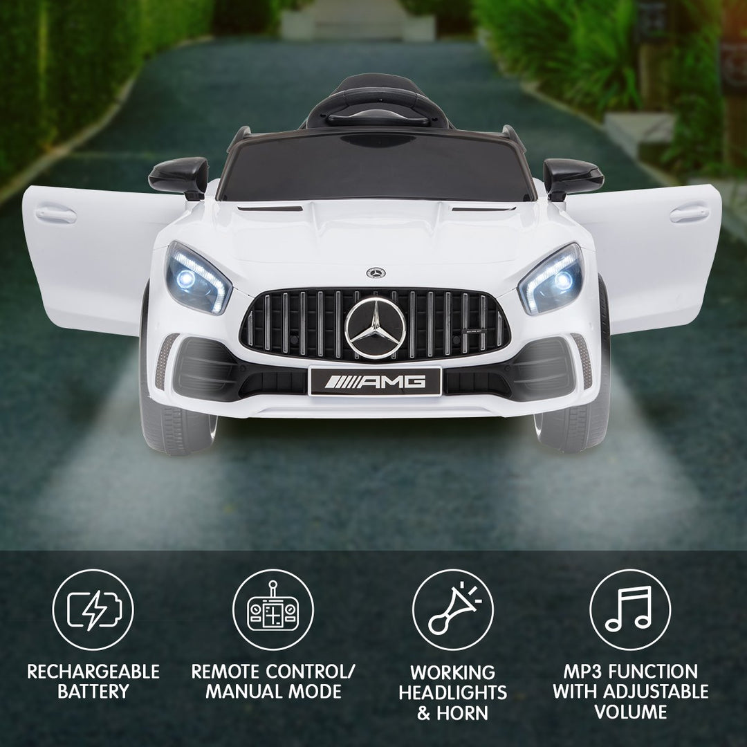Mercedes Benz AMG GTS Licensed Electric Ride On Car Remote Control - White