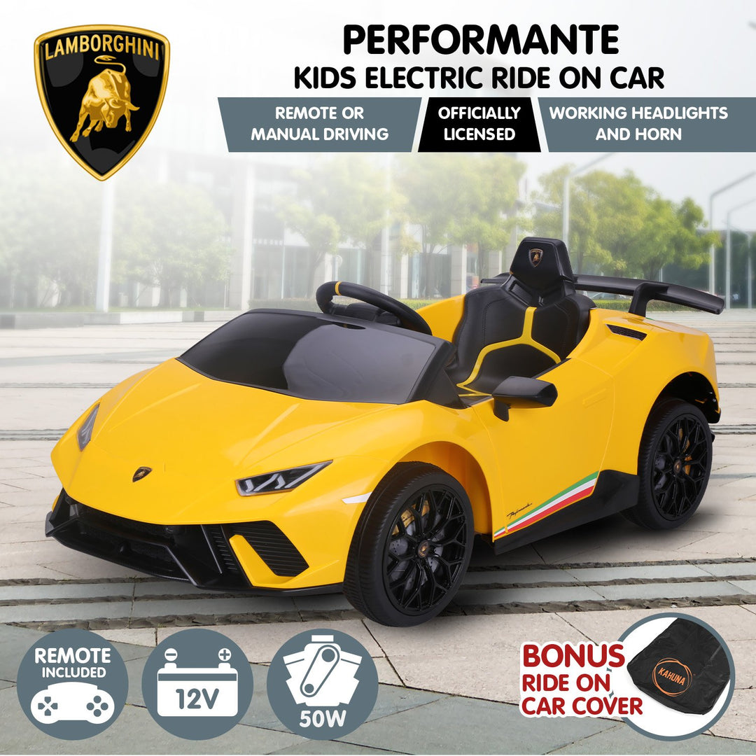 Lamborghini Performante Kids Electric On Car Remote Control - Yellow