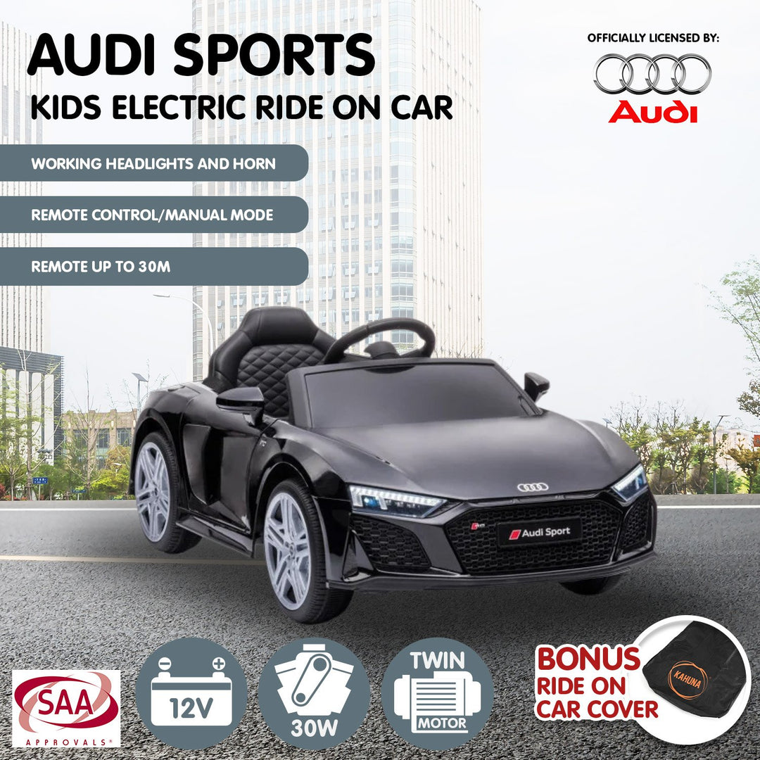 Audi R8 V10 Plus Licensed Electric Ride On Car Remote Control - Black