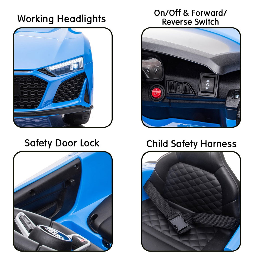 Audi R8 Plus Licensed Electric Ride On Car Remote Control - Blue