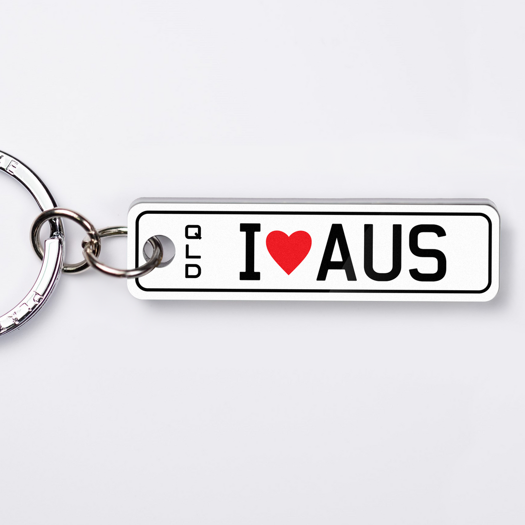 QLD Love (Heart) Licence Plate Custom Keychain