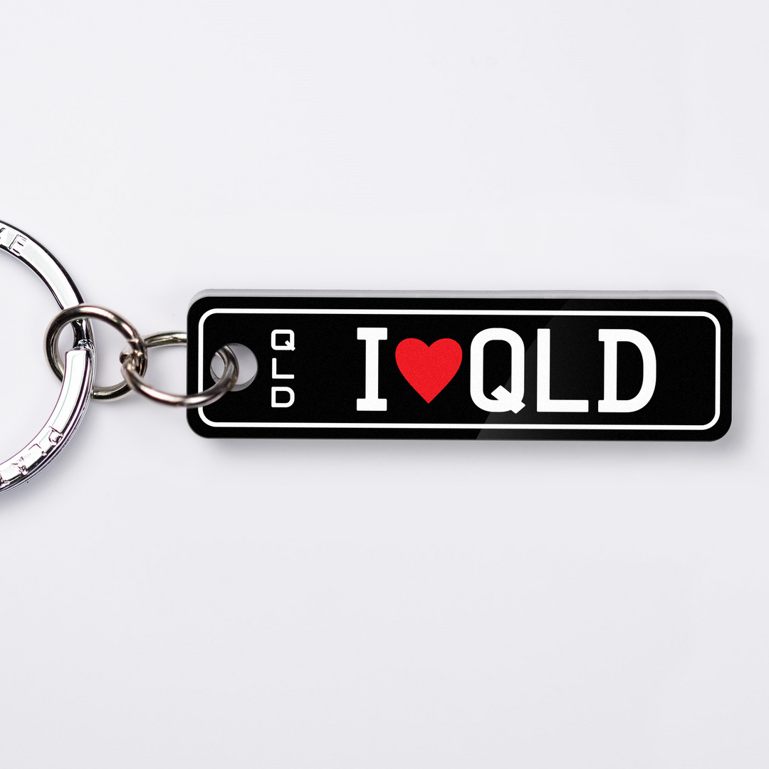 QLD Love (Heart) Licence Plate Custom Keychain