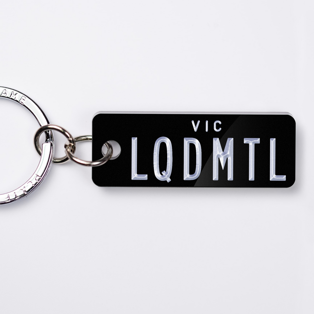 VIC Liquid Metal Licence Plate Custom Keychain